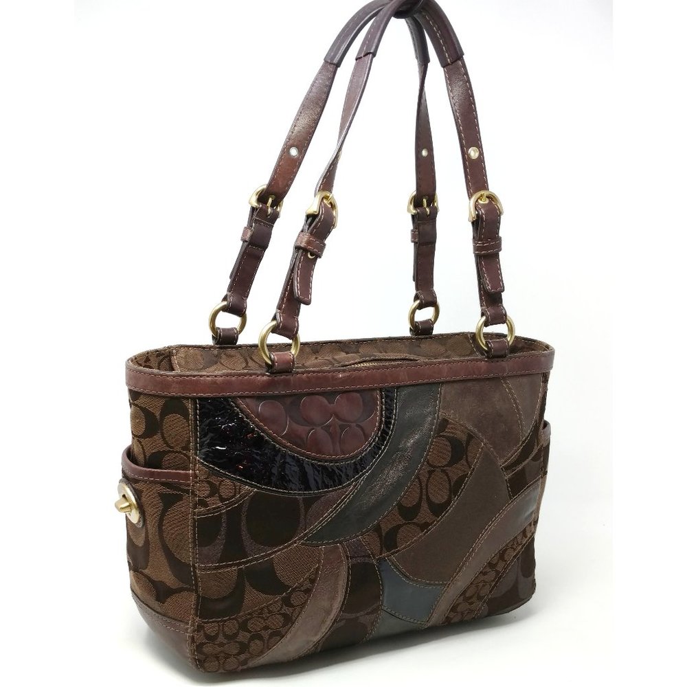 COACH Brown Mosaic Signature Patchwork Tote 13516